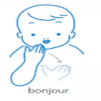 Bébé disant bonjour avec la main